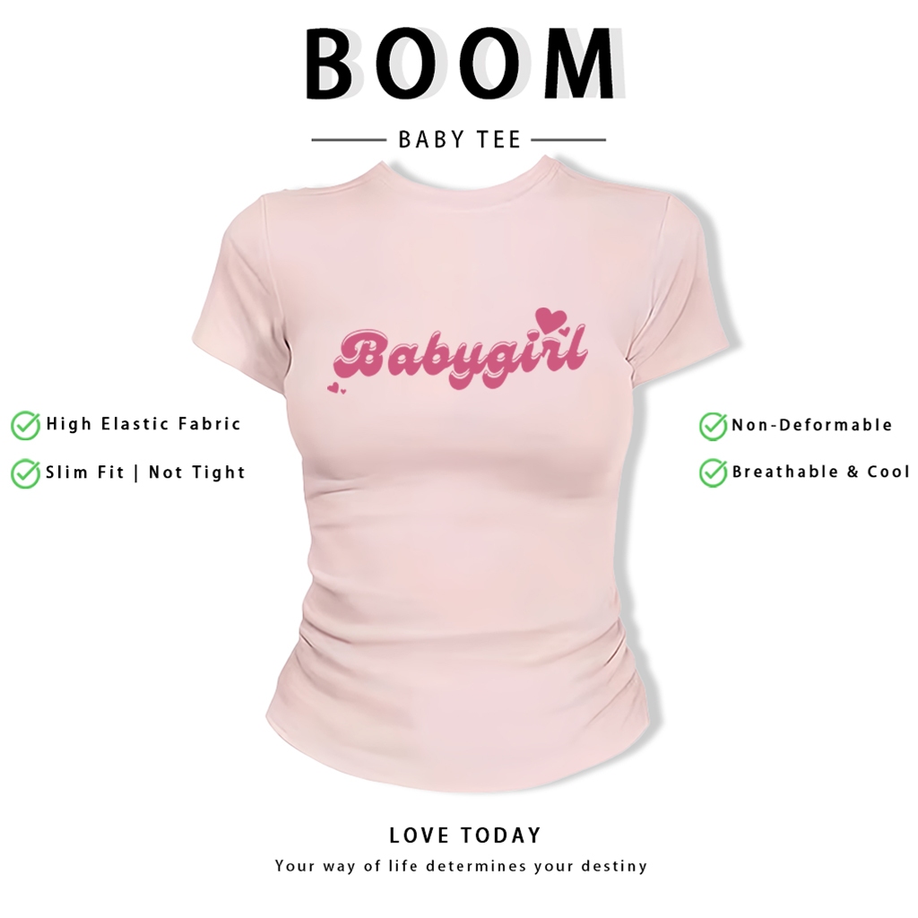 BOOM Áo Baby Tee Nữ Cotton Ôm Body-Áo Thun Ngắn Tay Y2K In Hình PhongCách Mùa Hè, Cổ Tròn Hàng Đầucách hàn quốc phong#12