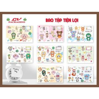 LEAFBOOK Xấp 10 Tờ Bao Vở Lồng Kiếng Nhiều Mẫu Ngẫu Nhiên – Bao Tập Tiện Lợi, Hình Ảnh Dễ Thương