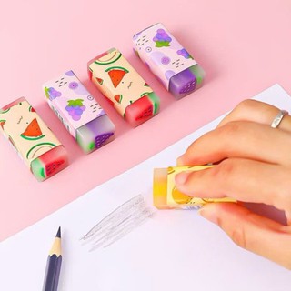 Combo 3 gôm tẩy hoa quả dễ thương tẩy sạch ít vụn cho học sinh sinh viên