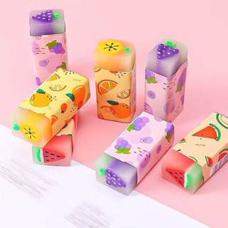 Combo 3 gôm tẩy hoa quả dễ thương tẩy sạch ít vụn cho học sinh sinh viên