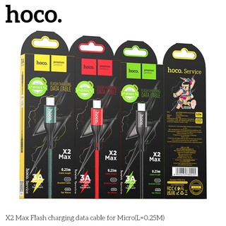 Cáp sạc ngắn Hoco X2 Max cổng Micro-USB QC3.0, max 3A, dài 25cm