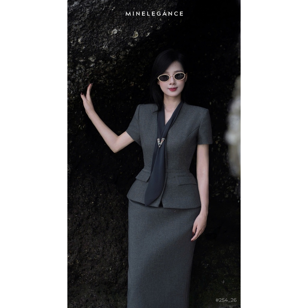 MINELEGÁNCE | SET VEST & CHÂN VÁY CHỮ A CÁCH ĐIỆU, SANG TRỌNG - MIN254