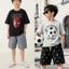Bộ Cộc Tay Bé Trai Kim Sa Cotton Phối Quần Kaki Size 4-12 Thời Trang Năng Động A2