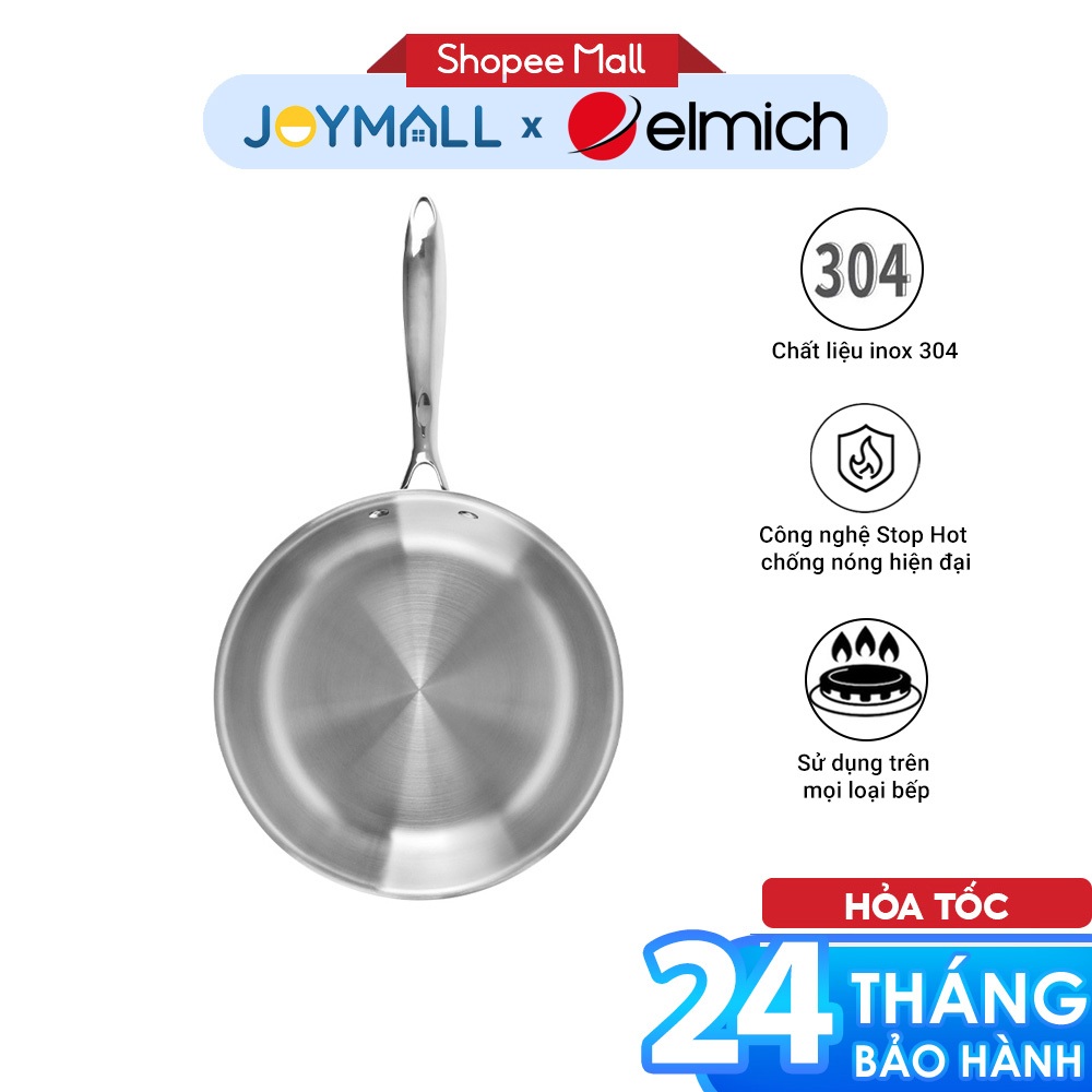 Chảo nguyên khối inox 304 Elmich Trimax EL-3846 nhiều size, Hàng chính hãng, đáy từ - JoyMall