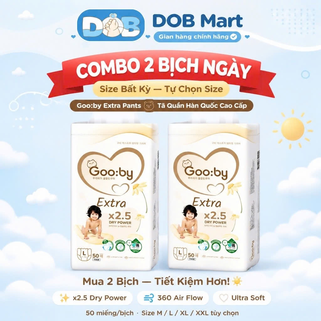 [KT] [Combo 2 bịch - Gooby Ngày] Tã Bỉm Gooby chính hãng ban ngày, siêu mỏng thấm hút tốt đủ size cho bé DOB