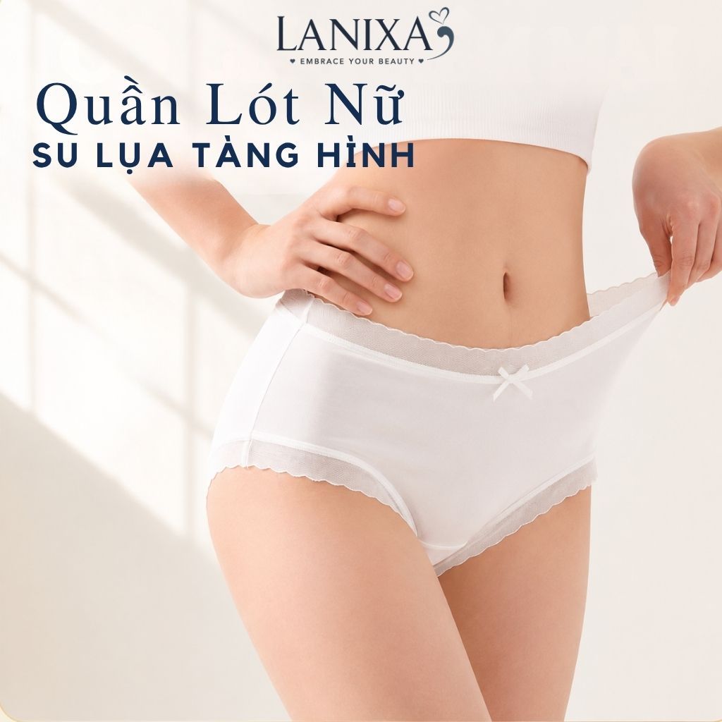 Quần lót nữ lụa băng phối ren siêu mỏng thoáng mát đáy lót cotton kháng khuẩn khử mùi LANIXA  L369
