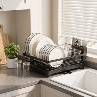 Kệ Vắt Chén Đĩa Màu Đen Inox, Kệ Lưu Trữ Đĩa Chén Bên Bồn Rửa, Bộ Tổ Chức Nhà Bếp Thoát Nước Hiệu Quả Inox Không Gỉ