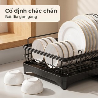 Kệ Vắt Chén Đĩa Màu Đen Inox, Kệ Lưu Trữ Đĩa Chén Bên Bồn Rửa, Bộ Tổ Chức Nhà Bếp Thoát Nước Hiệu Quả Inox Không Gỉ