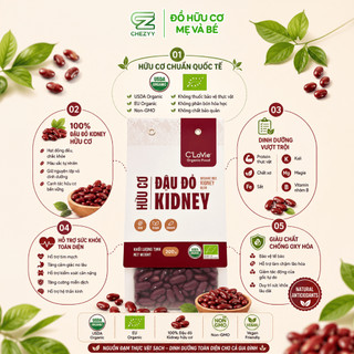 Đậu đỏ azuki, kidney hữu cơ C'LaVie 200g giàu chất xơ, nấu chè, cháo cho bé ăn dặm