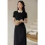 Đầm Xuân Hè Cổ Đức 2 Túi Ôp Tay Phối 1S31.2603, Đầm Midi Nữ Công Sở Thanh Lịch Dáng Ôm Fit Phong Cách Modern Preppy JM
