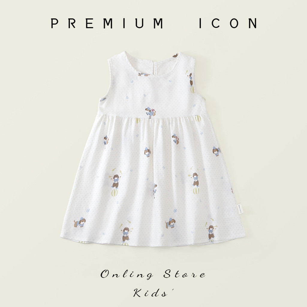 Váy Sát Nách Bé Gái, Váy Mặc Hàng Ngày Cho Bé Họa Tiết Dễ Thương Chất Liệu Cotton Mềm Mại