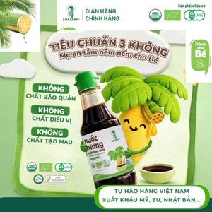 Nước tương Mật Hoa Dừa Organic Sokfarm, không đậu nành giảm muối, không phụ gia