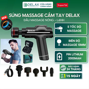 Súng Massage Cầm Tay DELAX Mát Xa Nóng Lạnh 5 Tốc Độ, Hỗ Trợ Mát Xa Chuyên Sâu Giúp Giảm Đau, Giãn Cơ Toàn Thân DS11