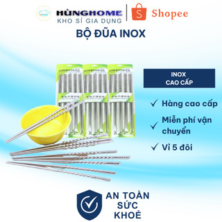 BỘ ĐŨA INOX CAO CẤP - VỈ 5 ĐÔI