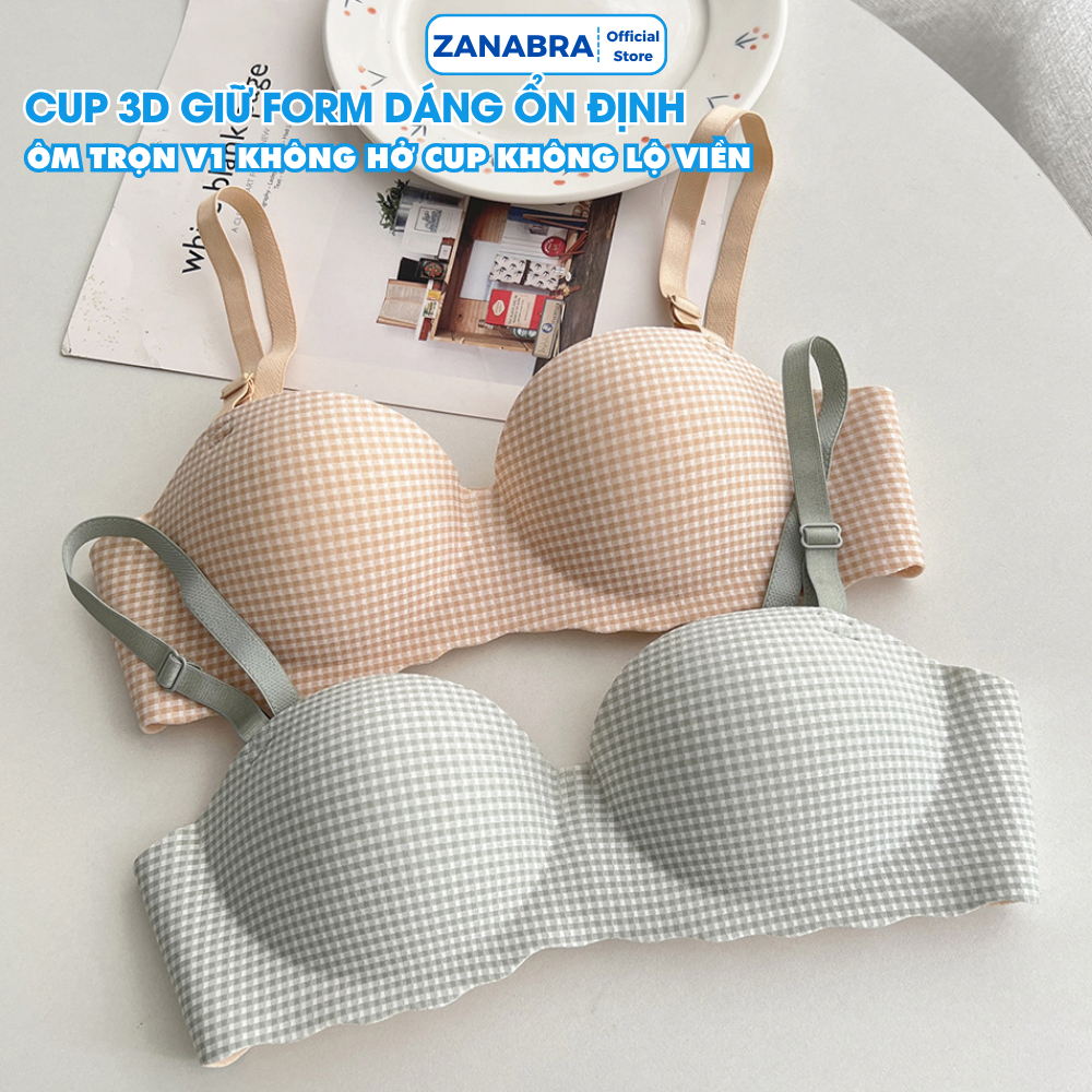Áo Lót Nâng Ngực Đúc Su Mềm Mại - Áo Ngực Nữ Không Gọng Cup Ngang Đệm Bàn Tay ZANABRA A923