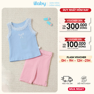 Mix set hè bé gái ILABY HCM áo tanktop viền ren và quần legging co giãn thoáng mát [3847+3939]