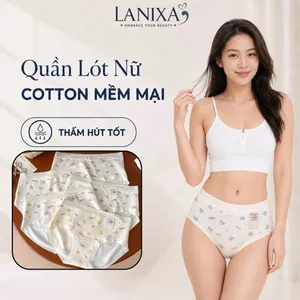 Quần lót nữ cotton cao cấp mềm mịn, quần chip nữ họa tiết đáng yêu thoáng khí LANIXA L6408