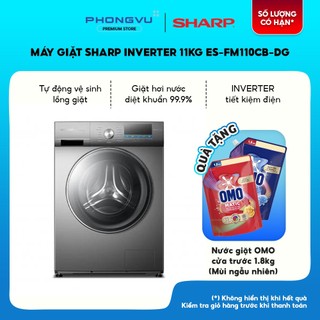 ES-FM110CB-DG - Máy Giặt Cửa Trước Sharp Inverter 11Kg ES-FM110CB-DG Giặt Hơi Nước Giặt Nhanh Lồng Giặt Tự Vệ Sinh