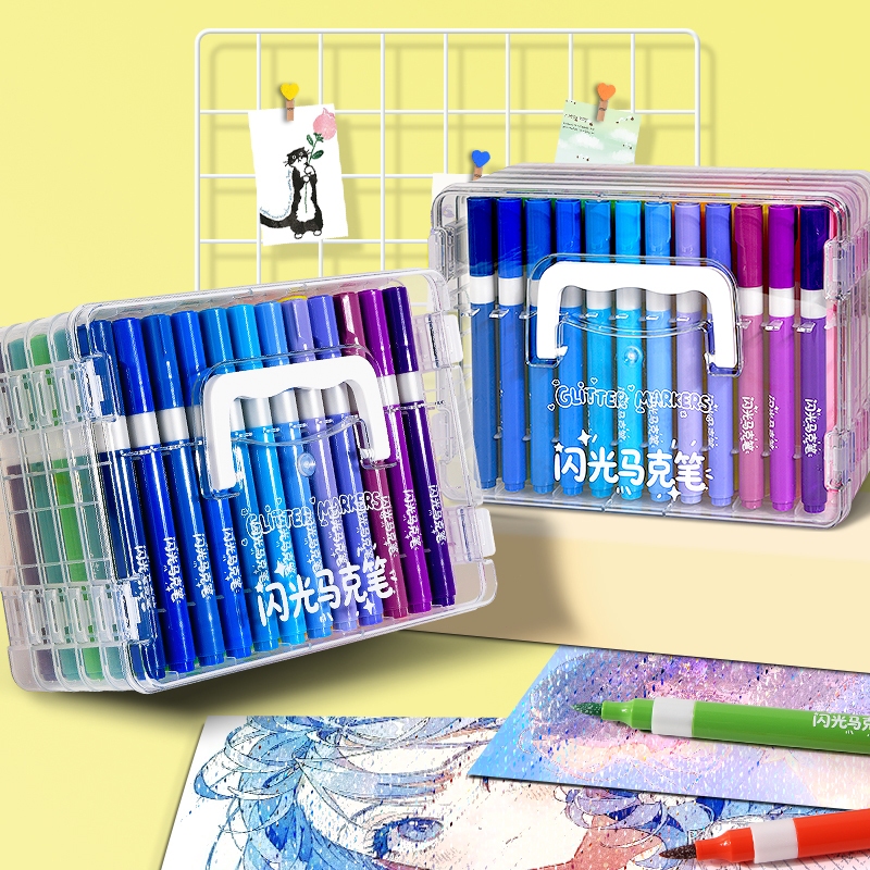 Bút sơn acrylic kim tuyến phát sáng đầu mềm bộ 60 màu không độc vẽ tranh DIY cho người lớn trẻ em