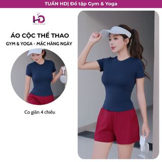 Áo cộc tay nữ tập gym, yoga, thể thao, mặc hàng ngày LG26.Tx53022.1.3022 Tuấn HD ôm che khuyết điểm