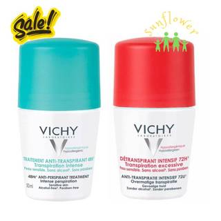 Lăn Khử Mùi Ngăn Mồ Hôi, Giữ Khô Thoáng Suốt 72h Vichy Detranspirant Intensif 72h 50ml (Cosme)