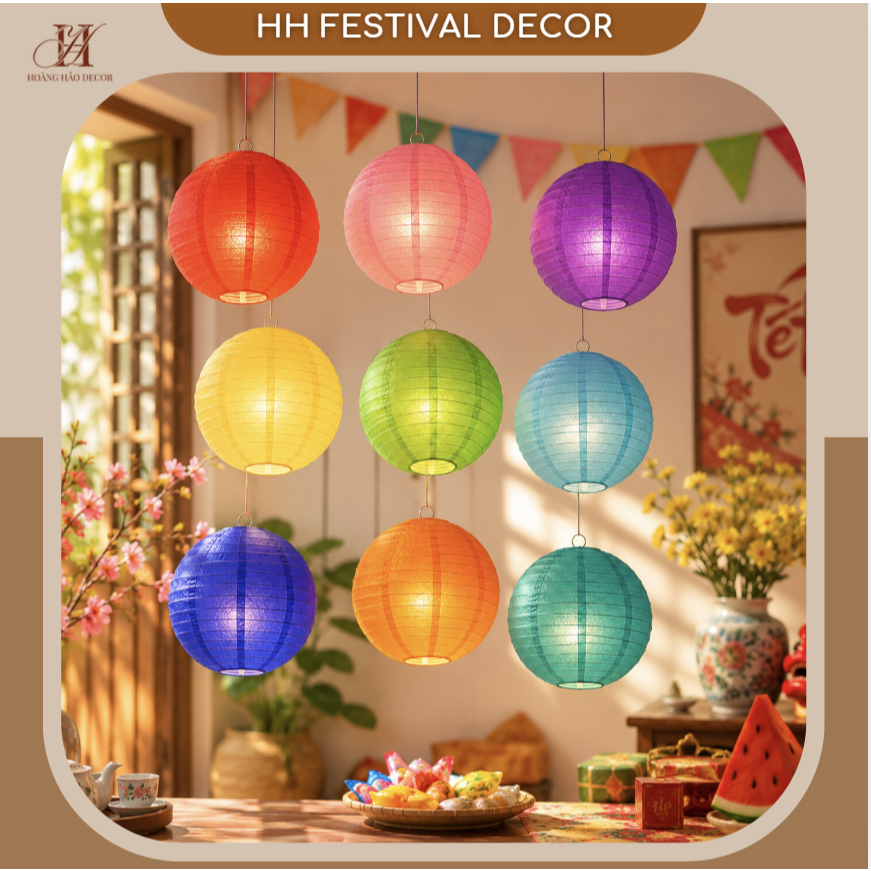 Cầu Vải Tròn Không Tua 40cm 10 Màu sắc đẹp mắt Trang Trí Tiệc Cưới, Sinh Nhật, Trung Thu, Sự Kiện