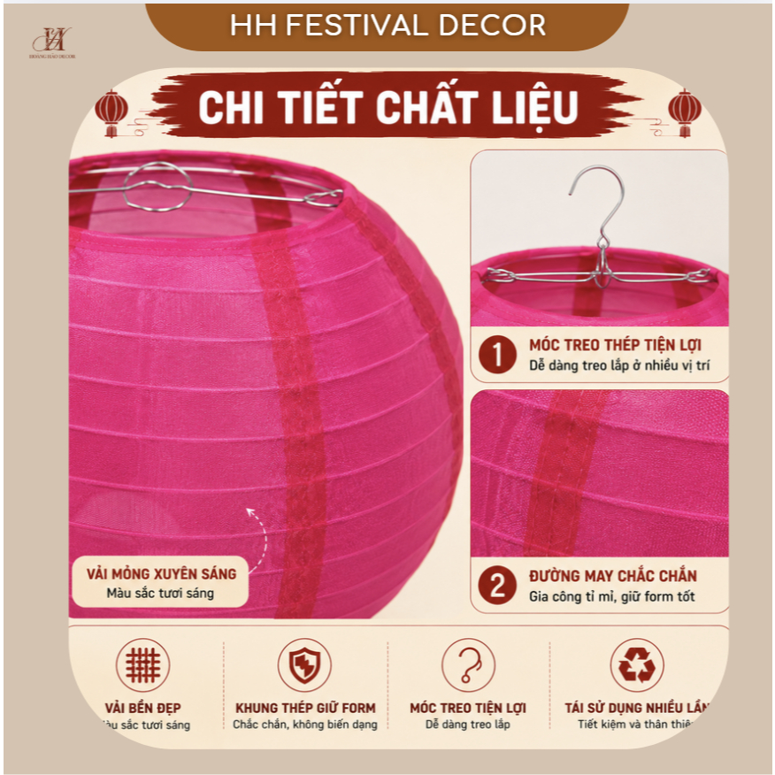 Cầu Vải Tròn Không Tua 40cm 10 Màu sắc đẹp mắt Trang Trí Tiệc Cưới, Sinh Nhật, Trung Thu, Sự Kiện