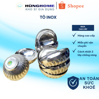 Bộ 2 Tô inox cách nhiệt 2 lớp chống nóng size 18cm - Bát ăn cơm inox