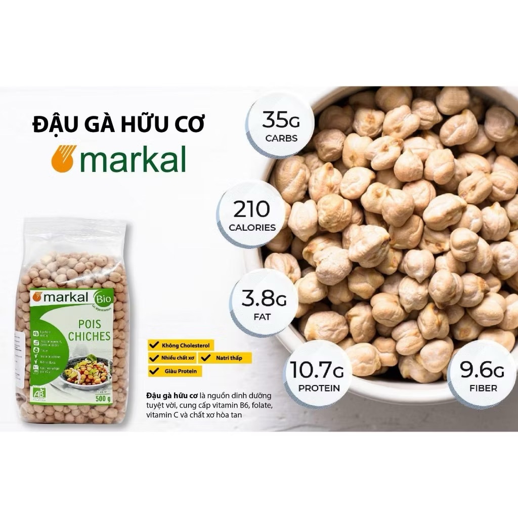 Đậu Gà Hữu Cơ Markal 500g Pháp. Cho Bé Ăn Dặm, Làm Sữa Hạt, Salad, Eat Clean, Ăn Chay,...