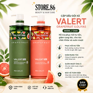 Cặp Dầu Gội Xả Bưởi Valert Grapefruit Iloliyas 850ml|Sạch Thoáng Da Đầu,Tóc Mềm Mượt Bóng Khỏe Chuẩn Salon