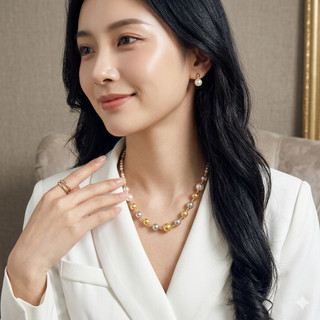 [N1172] Vòng Cổ, Dây Chuyền Ngọc Nhân Tạo Vàng Xám Sang Trọng Cho Nữ Phù Hợp Đi Chơi Đi Đám Cưới - DAISYN