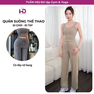 Quần suông nữ tập yoga, thể thao, mặc hàng ngày model: DSP687.1.cp cạp cao tôn eo hack dáng, chất liệu co giãn
