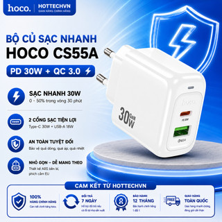 Bộ Củ Sạc Nhanh Hoco CS55A PD30W + QC3.0 18W 2 Cổng USB-C USB-A Sạc lP Android Sạc Nhanh An Toàn