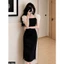 Đầm ôm umi phối tay tơ cổ vuông A2096