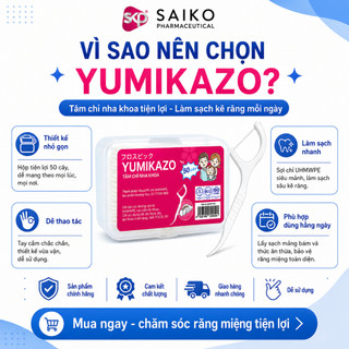 Tăm Chỉ Nha Khoa Yumikazo 50 Cây Làm Sạch Kẽ Răng Tiện Lợi, Tăm Chỉ Nhựa Dễ Dùng, Hộp Nhỏ Gọn