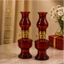 Đèn Dầu Thủy Tinh Dáng Cao Cổ Phong Sắc Đỏ Ruby - Phong Cách Vintage Uy Nghiêm Trang Trí Bàn Thờ, Không Gian Trà Đạo