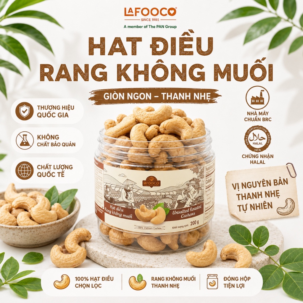 Hạt điều rang không muối hộp 200g LAFOOCO