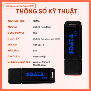 USB 2.0 SDATA 8GB – USB Lưu Trữ Dữ Liệu Tốc Độ Cao Cho PC, Laptop, Các Thiết Bị Hỗ Trợ Cổng USB (3)