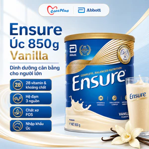 Sữa bột dinh dưỡng Abbott Ensure Úc 850g vị Vanilla, 28 vitamin khoáng chất