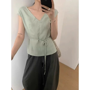𝗢𝗹𝗲𝘁 𝗟𝗶𝗻𝗲𝗻 - Áo Linen cổ V thắt eo