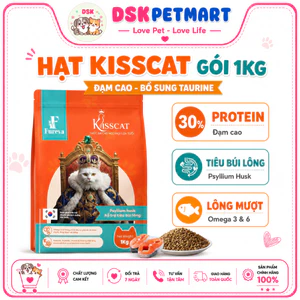 Thức Ăn Hạt Mèo Kisscat Fureva 1kg - Hạt Khô Cho Mèo Con Mọi Lứa Tuổi, Đạm 30% Giảm Búi Lông