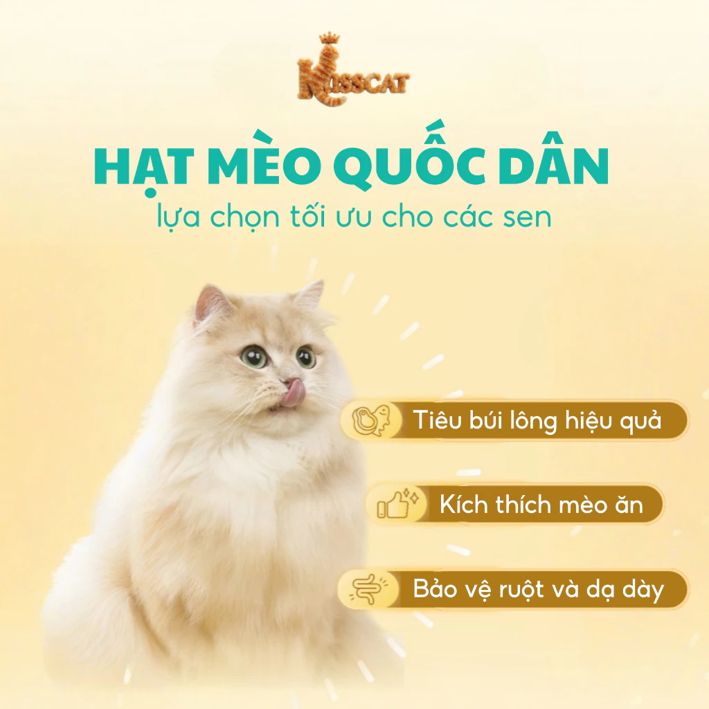[1KG Tặng 5 Súp S2]Thức Ăn Hạt Mèo Kisscat Fureva 1kg - Hạt Khô Cho Mèo Con Mọi Lứa Tuổi, Đạm 30% Giảm Búi Lông