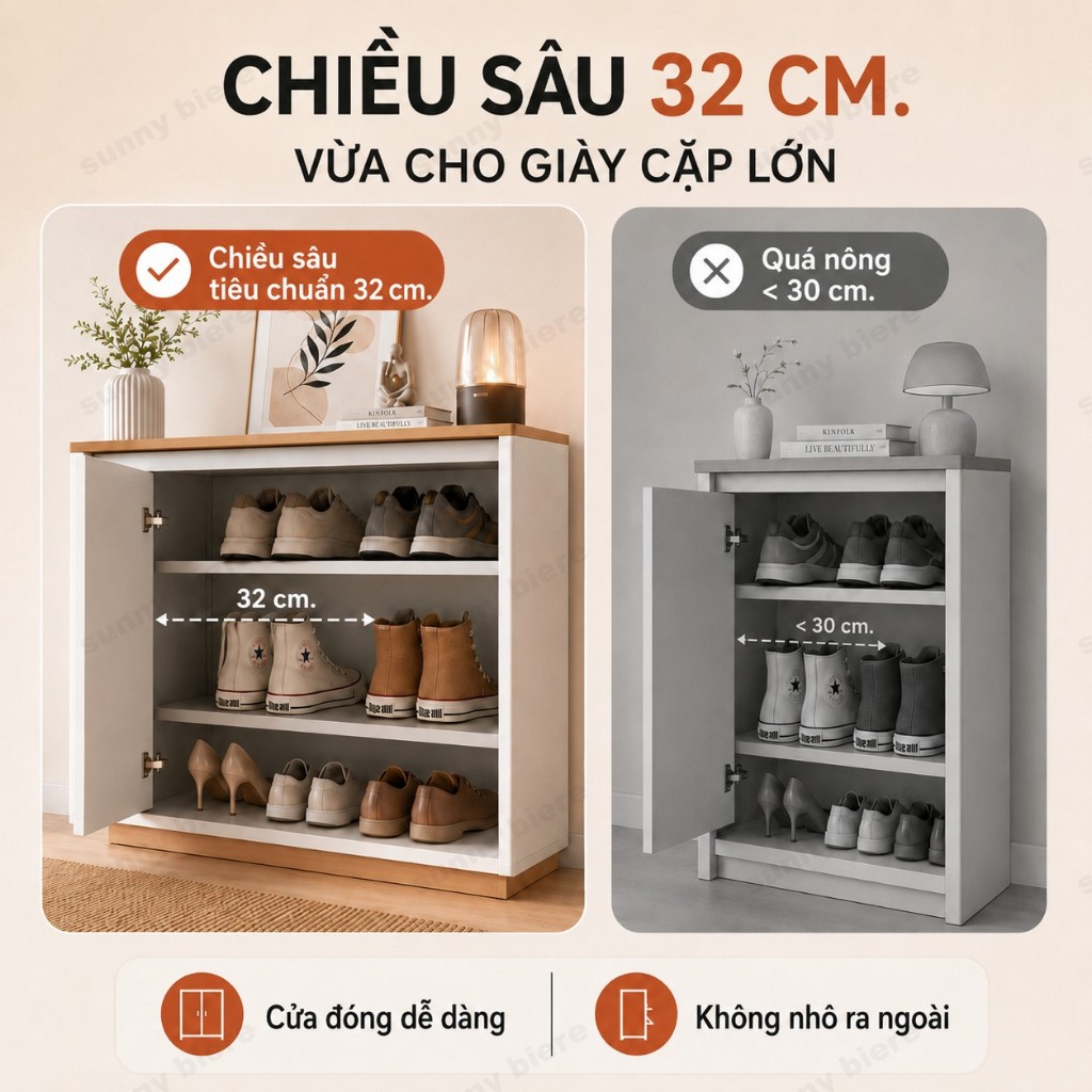Tủ giày hiện đại Nhiều ngăn chứa rộng Cửa kín gọn gàng Cho lối vào căn hộ nhỏ Sang trọng 𝙎𝙐𝙉𝙉𝙔 𝘽𝙄𝙀𝙍𝙀