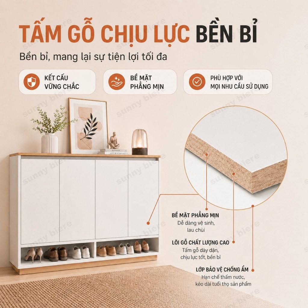 Tủ giày hiện đại Nhiều ngăn chứa rộng Cửa kín gọn gàng Cho lối vào căn hộ nhỏ Sang trọng 𝙎𝙐𝙉𝙉𝙔 𝘽𝙄𝙀𝙍𝙀
