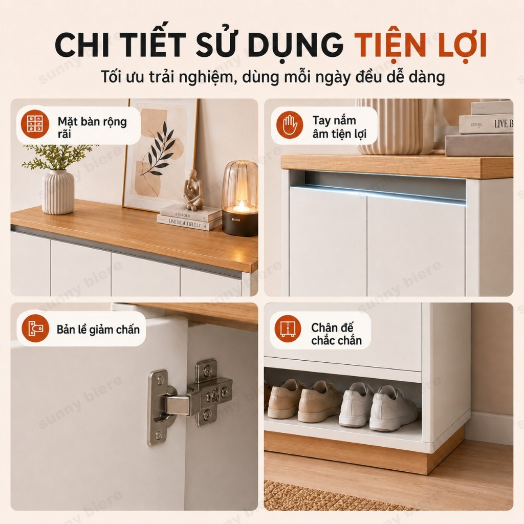 Tủ giày hiện đại Nhiều ngăn chứa rộng Cửa kín gọn gàng Cho lối vào căn hộ nhỏ Sang trọng 𝙎𝙐𝙉𝙉𝙔 𝘽𝙄𝙀𝙍𝙀