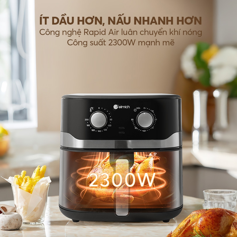 Nồi Chiên Không Dầu Elmich AFE0494 10 lít | Ít Dầu Mỡ, An Toàn Sức Khỏe, Dễ Vệ Sinh Chính Hãng