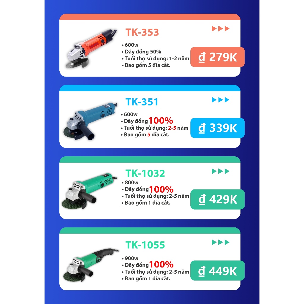 Máy mài cầm tay  TANKMECH TK-353 Máy mài cầm tay hiệu 5 đĩa cắt miễn phí