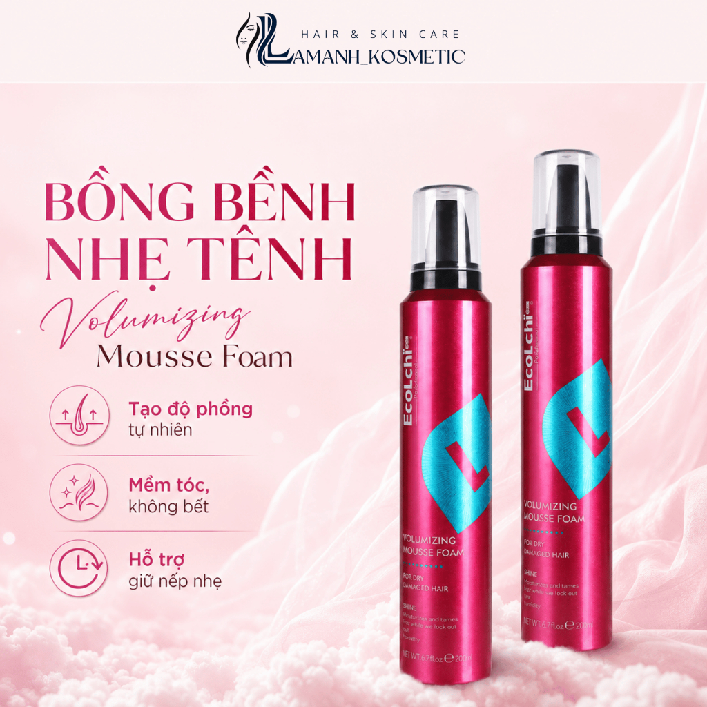 Bọt Tạo Kiểu Tóc Xoăn EcoLchi Shea Butter 200ml | Giữ Form Sóng Xoăn, Giảm Xù Rối, Tạo Phồng Tự Nhiên.