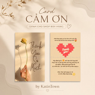 [KatinTown] Card Cảm Ơn, Thank You Hoa Vàng - Size 9x5.5cm - Giấy Couche Cán Màng Mờ 2 Mặt