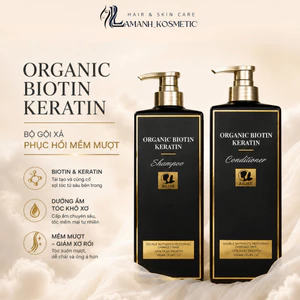 Cặp Dầu Gội Xả Ailise Organic Biotin Keratin 1000ml | Dưỡng Tóc Mềm Mượt, Hỗ Trợ Giảm Gãy Rụng.